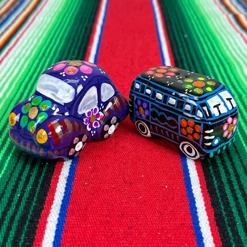 Vista 5 de FFX Artesania Salero mexicano – Diseño retro de los años 60 hippie artesano auto y mini autobús – Carrito y Autobús – Hecho a mano Saleros