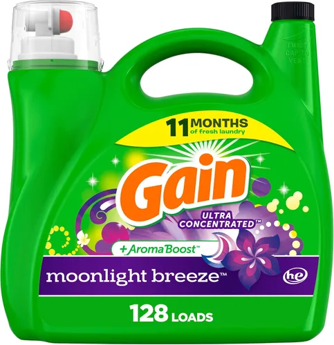 Vista 19 de Gain Detergente líquido para ropa con defensa del olor, aroma Moonlight Breeze, jabón de lavandería para lavadoras HE, 60 onzas líquidas, 45 cargas