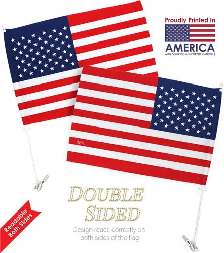 Vista 7 de Trump Flag Paquete de banderas estadounidenses anti Biden de Estados Unidos, soporte de montaje para decoración de ventana de automóvil, pequeño Pro
