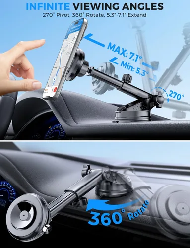 Vista 5 de eSamcore MagSafe Car Mount, Off-Road Mag-Vacuum Lock Magnetic Phone Holder