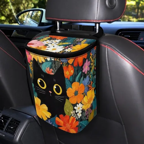 Vista 48 de Talayituse Cubo de basura portátil con estampado de camuflaje de bandera estadounidense, accesorios interiores de vehículos multifuncionales