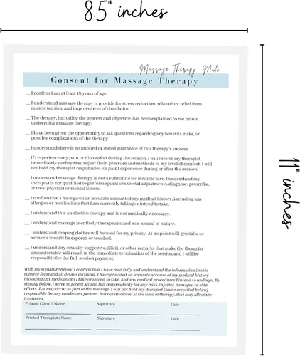 Vista 3 de Formularios de ingesta de cliente de terapeuta de masaje, consentimiento, notas de jabón Formularios para tratamiento y técnica de historial
