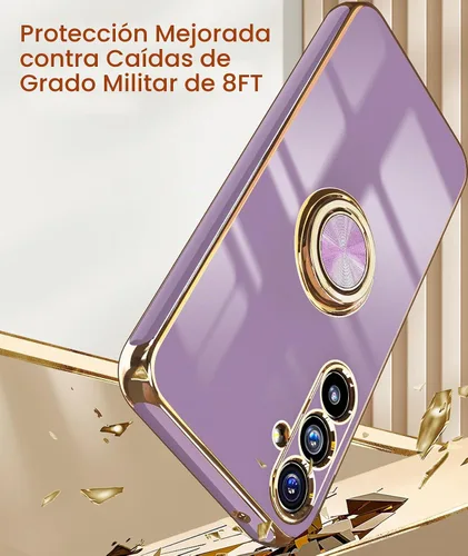 Vista 7 de Dretal Funda para Samsung Galaxy S23 FE 5G, 2 protectores de pantalla de vidrio templado, soporte de anillo giratorio de 360°, soporte magnético