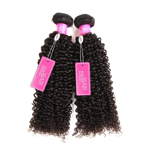 Vista 2 de ISEE Hair 9A grado mongol rizado extensiones de pelo virgen, paquete de cabello humano un paquete, rizado, rizado virgen 100 % cabello humano