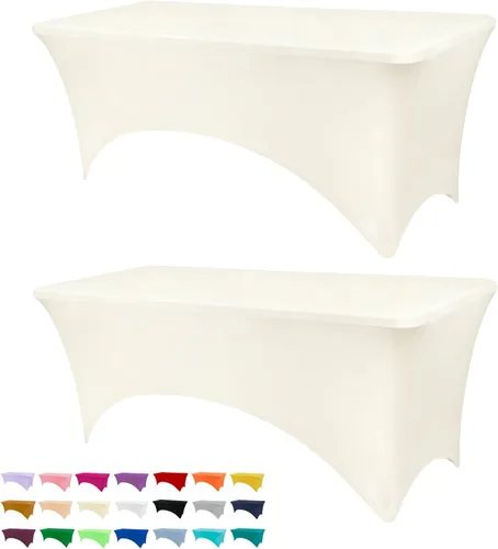 Vista 46 de BDDC - Funda de mesa ajustada de 4 pies, manteles de elastano negros, manteles elásticos lavables y resistentes a las arrugas para eventos, bodas