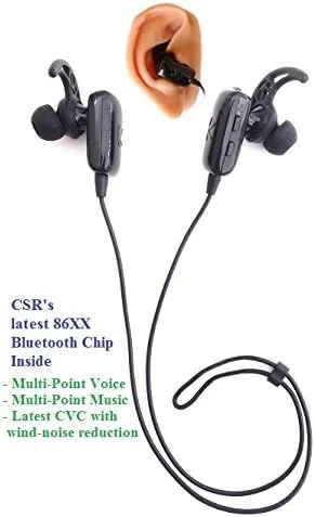 Vista 3 de i10_Plus_2MarathonS: Transmisor Bluetooth i10 Multi-Stream Plus 2 Pequeños Maratones Auriculares estéreo Bluetooth (música y voz).