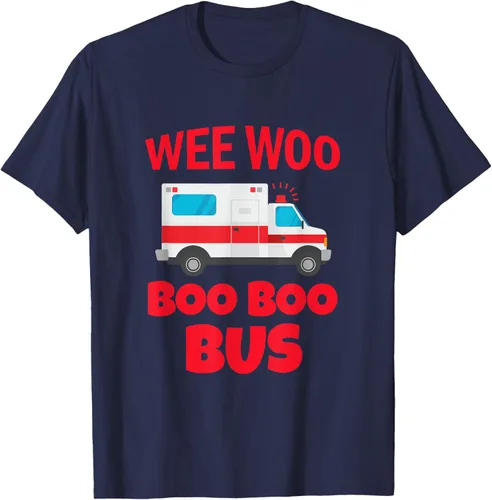 Vista 58 de Wee Woo Boo Boo Bus First Responder - Camiseta divertida de ambulancia, Negro, S