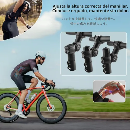 Vista 4 de TRIWONDER Extensor de Tija de Manillar para Bicicleta de MTB, BMX, Bicicletas de Montaña, Adaptador de Horquilla de Aleación de Aluminio con 01 Negro