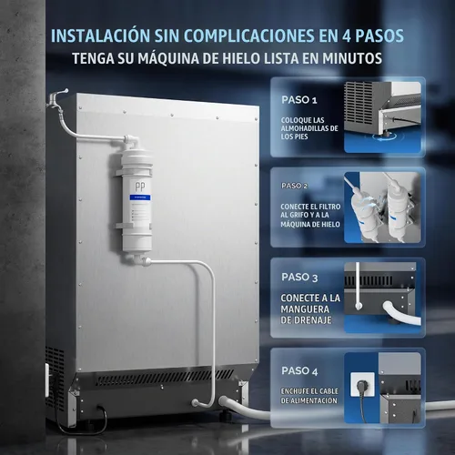 Vista 8 de Máquina de hielo comercial, 110 libras/24 horas con almacenamiento
