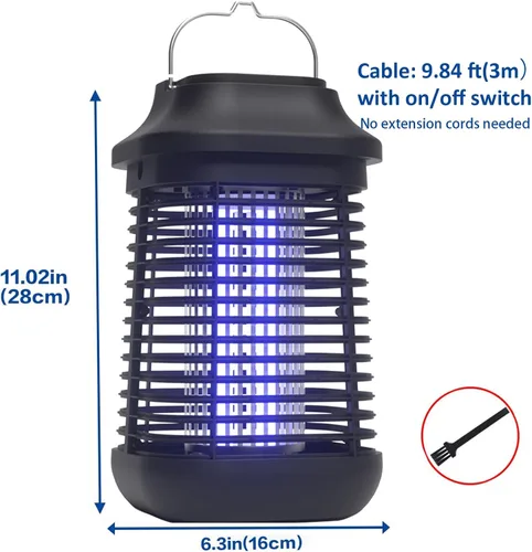 Vista 6 de Exterminador de insectos para exteriores e interiores, cable de alimentación de 9.8 ft con interruptor exterminador de mosquitos, exterminador
