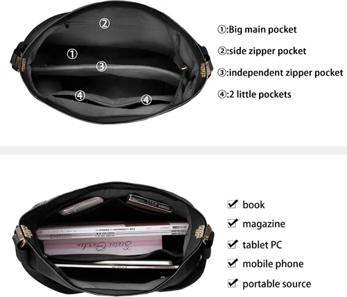 Vista 2 de Bolsos y bolsos de cuero sintético para mujer, bolso grande con correa ajustable