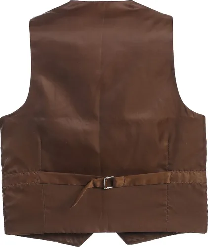 Vista 2 de Gioberti Chaleco de traje formal a cuadros Tweed para niño 63 - Gráfico Marrón