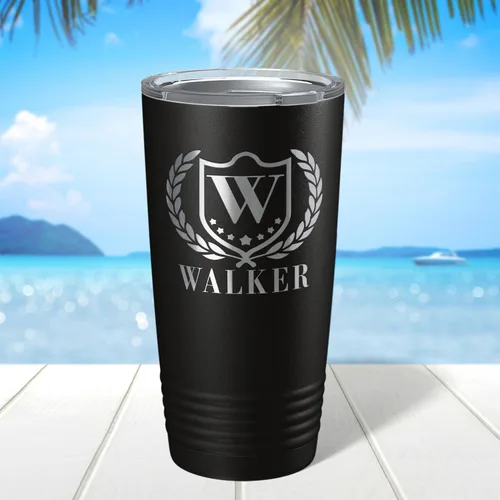 Vista 7 de Vaso personalizado de regalo de cumpleaños para mujeres y hombres, con monograma de escritura dividida, inicial y nombre grabado en negro, taza