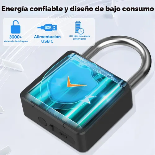 Vista 5 de Candado de huellas dactilares, Dhiedas Pad Lock con huella dactilar Bluetooth llave impermeable resistente cerradura de combinación para valla al