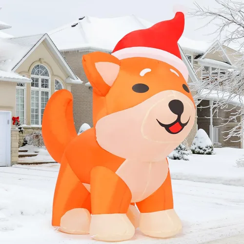 Vista 2 de COMIN - Inflables de Navidad de 1.2 m para decoración al aire libre, perro inflable con luces LED integradas para Navidad, decoración de patio