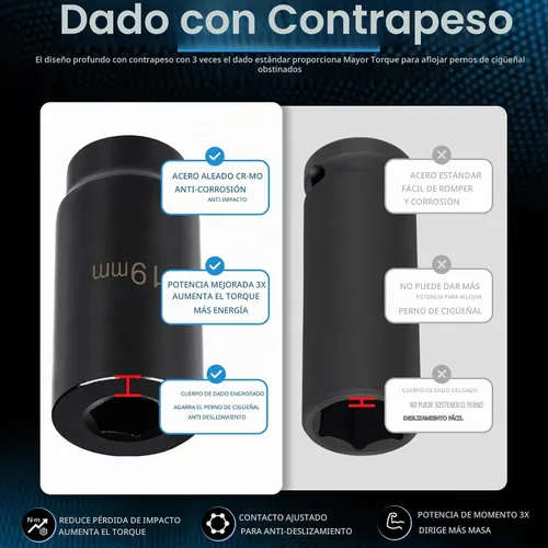 Vista 5 de Herramienta de enchufe equilibrador armónico 77080 para Honda, enchufe de perno de manivela de 19 mm, 3 veces la potencia de los enchufes de impacto