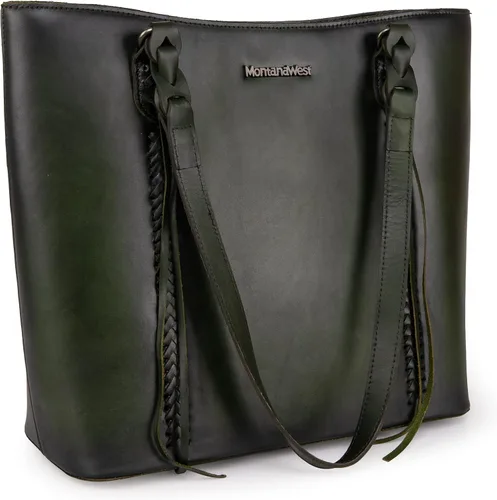 Vista 6 de Montana West Bolsos de mano de cuero genuino para mujer, bolsos de hombro con borla