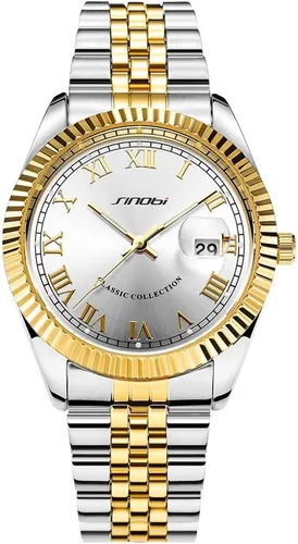 Vista 11 de SINOBI Men's Luminous Hand Calendar Date Quartz Watch Classic Stainless Steel Watches for Men