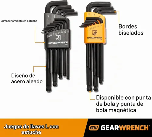 Vista 5 de GEARWRENCH Juego de llaves hexagonales SAE con extremo de bola larga de 13 piezas - 83524