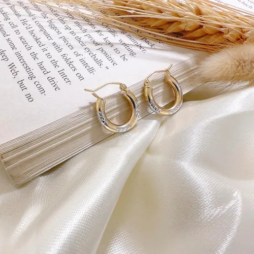 Vista 3 de Real Yellow14k Gold Hoop Earrings for Women Girls Mom Lightweight Hoops Solid Jewelry for ears Shiny & Round Original 14 Karat for Gifts
