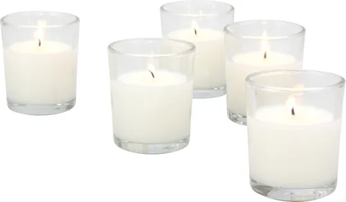 Vista 12 de Stonebriar Velas votivas: 12 horas de tiempo de combustión, velas rellenas de cera de larga duración sin perfume en vidrio transparente para Blanco