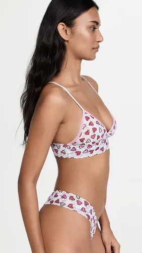 Vista 4 de hanky panky Bralette triangular acolchado con latido del corazón para mujer, Blanco Multi