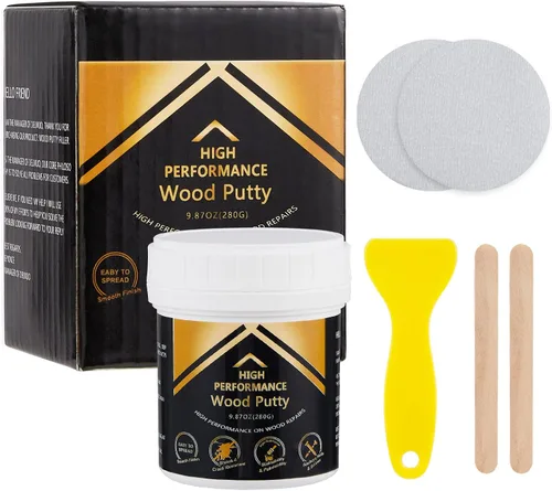 Vista 9 de Deuvuo Relleno de madera, relleno de masilla de madera blanco, nuestro relleno de grano de madera ofrece una solución rápida y duradera para 9.87oz