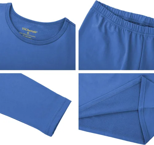 Vista 6 de Conjunto de ropa interior térmica para niñas con tejido polar térmico en parte superior e inferior