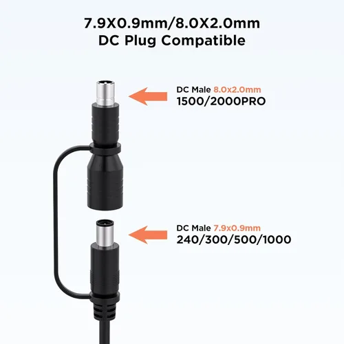 Vista 3 de ZOUPW Adaptador DC7909 a DC8020, conector eléctrico apto para panel solar portátil de 100 W/200 W, compatible con Jackery Explorer 1000 Pro/1000