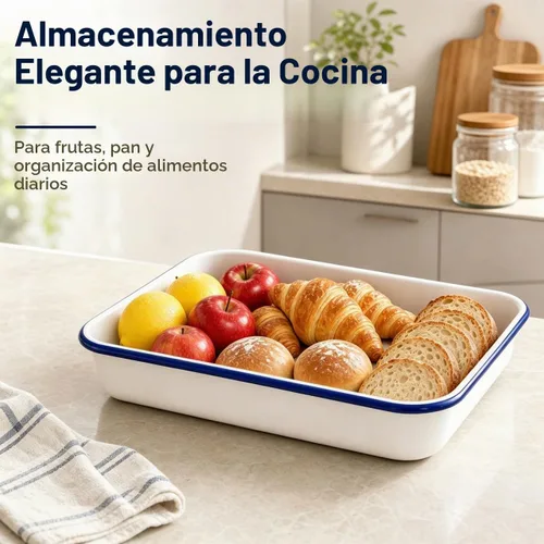 Vista 5 de Cabilock Bandeja esmaltada para hornear de 13.76 x 9.63 x 2.55 pulgadas, bandeja multifuncional para hornear alimentos, antiadherente, resistente al