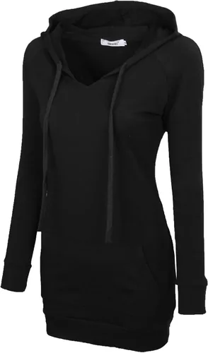 Vista 3 de BEPEI Sudaderas con capucha para mujer, manga larga, estilo túnica, elegantes, con bolsillos
