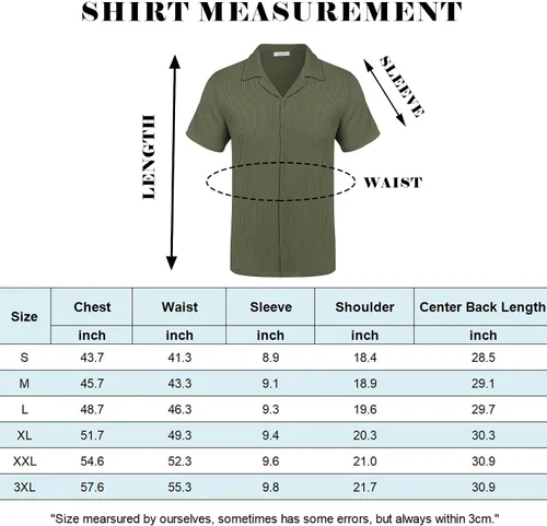 Vista 6 de COOFANDY Camisas casuales con botones para hombre, de manga corta, ajuste regular, a la moda, para campamento y playa