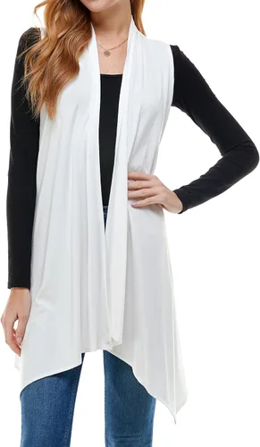 Vista 9 de Azules Sleeveless Cardigan for Women, Soft Lightweight Duster Open Front Sleeveless Long Cardigan Vest