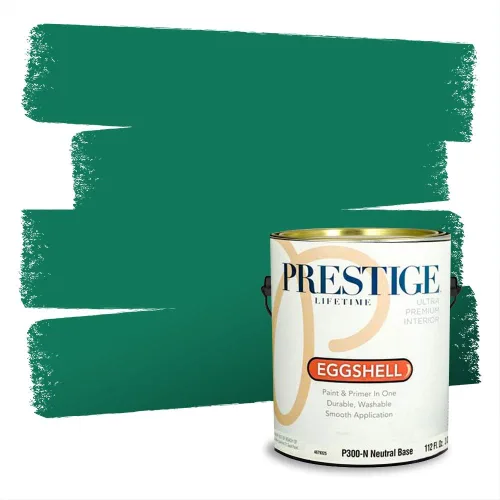 Vista 132 de Prestige Paints - Pintura exterior e imprimación en uno, 1 galón, plano, compatibilidad comparable con el color menta «Whipped Mint» de Behr
