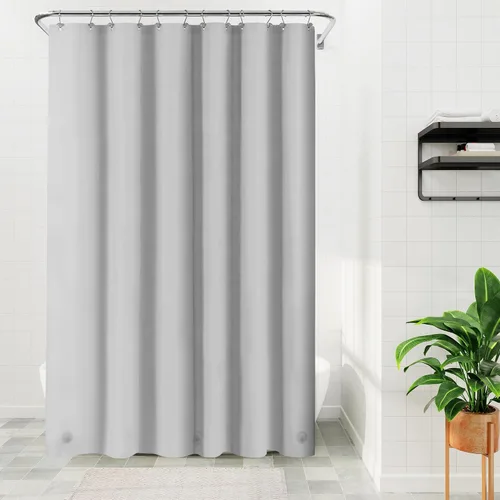 Vista 26 de Barossa Design - Forro de cortina estrecho de PEVA para ducha, con 3 imanes, impermeable, para cabina de baño pequeña, sin PVC, ojales metálicos