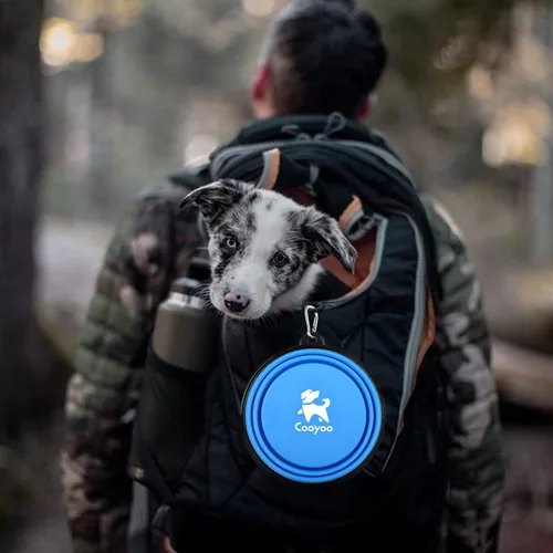 Vista 78 de COOYOO Cuenco plegable para perros, paquete de 2 cuencos plegables para agua para perros y gatos, plato portátil para alimentación de mascotas