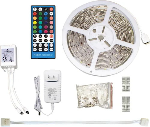 Vista 2 de GT-Lite Tira de luces LED de 800 lúmenes, cinta blanca y de color de 16 pies, cortada y conectada