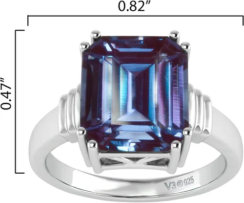 Vista 5 de Anillo solitario de plata de ley con cambio