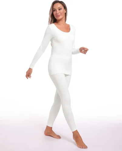 Vista 2 de INNERSY Conjunto de ropa interior térmica ligera para mujer, con forro polar, capa base para clima frío