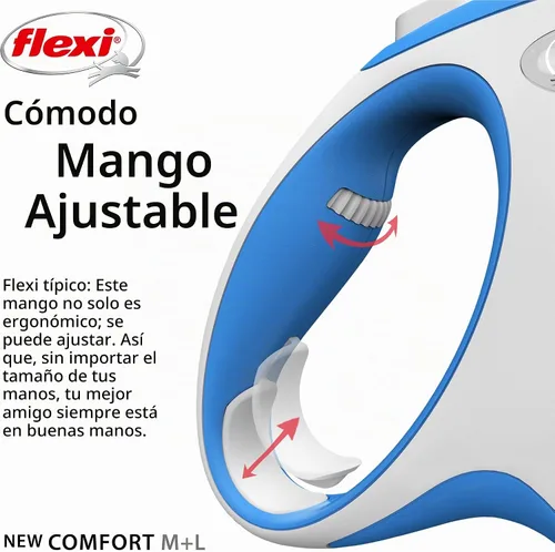 Vista 3 de FLEXI New Comfort - Correa retráctil para perro (cinta), ergonómica, duradera y sin enredos, correa para caminar para perros de hasta 132 libras, 16