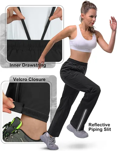 Vista 4 de 33,000ft Women's Rain Pants Lightweight Breathable Waterproof Pants Soft Windproof Overall Rain Pants for Hiking, Golf