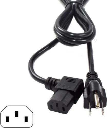 Vista 3 de HQRP Cable de CA – 6 pies 18 AWG – IEC C13 en ángulo recto a NEMA 5-15P – Listado UL – Reemplazo compatible con Sole F63 21034, F85 21016, XE850