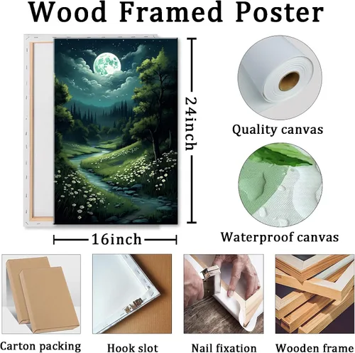 Vista 3 de Arte de pared de paisaje gótico, pinturas oscuras de la academia, póster de paisaje de bosque, póster de nube, impresión gótica vintage, academia