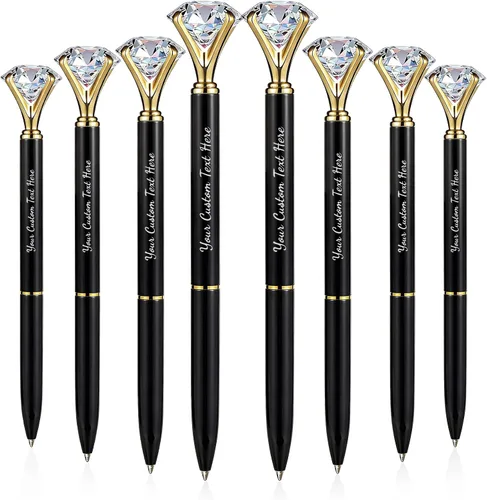 Vista 13 de Personalizado 20 Piezas Big Diamond Pen Rhinestones Crystal Metal Bolígrafo Promocional Tinta Negra