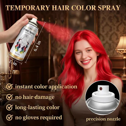 Vista 2 de Color de spray para el cabello rojo, color de cabello temporal natural