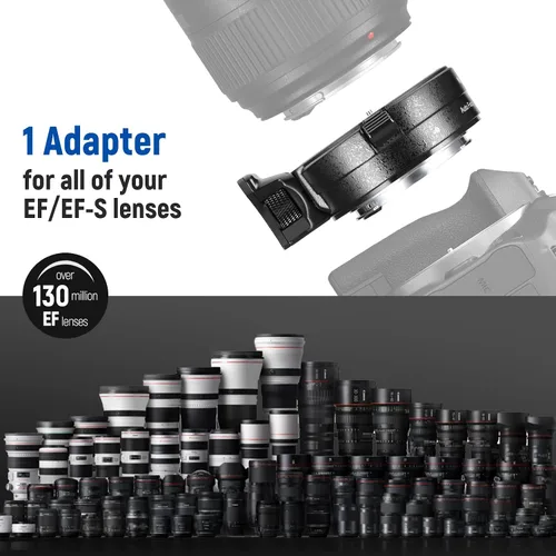 Vista 3 de NEEWER Adaptador de montaje EF a EOS R, lente EF/EF-S a cámara de montaje RF, anillo convertidor de enfoque automático compatible con Canon EOS R Ra