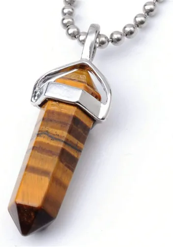 Vista 2 de 1 collar con colgante de bala de piedra preciosa natural, piedra de cristal curativo, cuarzo, reiki, chakras, roca energética, 18 pulgadas