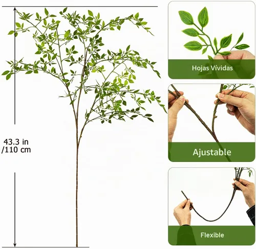 Vista 3 de Ttranewsoo Tallos de vegetación artificial, ramas Nandina de 43.3 pulgadas, tallos altos para plantas artificiales para jarrón, decoración