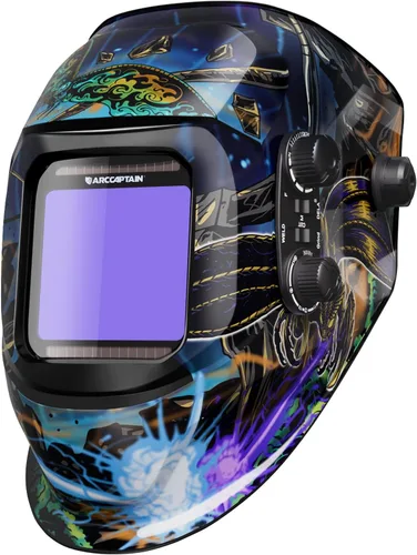 Vista 10 de ARCCAPTAIN - Casco de soldadura, pantalla grande de 3.94 x 3.66 pulgadas a color real, oscurecimiento automático, solar, 4 sensores de arco, rango