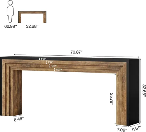Vista 9 de Tribesigns Mesa consola larga de 70.9 pulgadas, Mesa de sofá de madera estrecha estilo granja detrás del sofá para sala de estar, entrada, pasillo